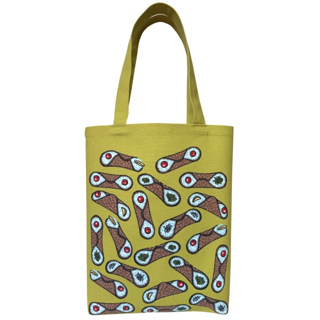 Cannoli / green textile tote bag