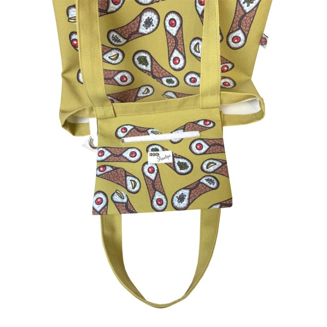 Cannoli / green textile tote bag