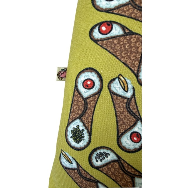 Cannoli / green textile tote bag