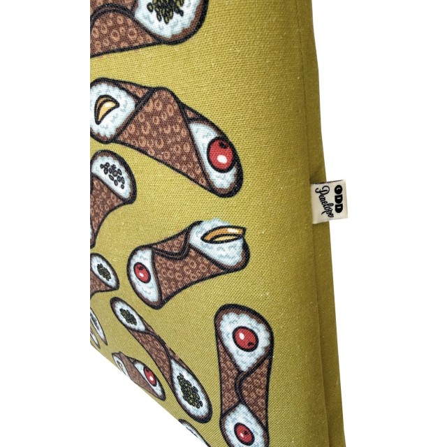 Cannoli / green textile tote bag