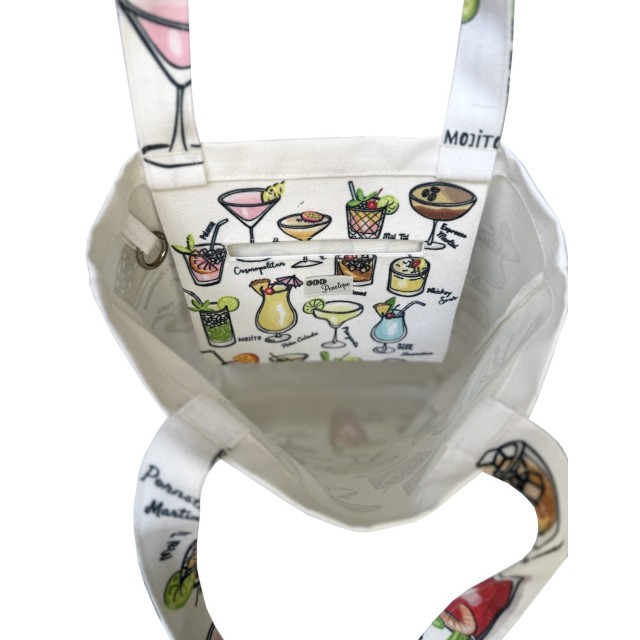 Cocktails textile tote bag