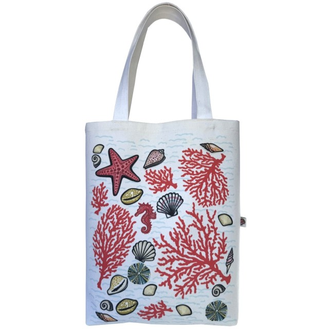 Coral textile tote bag