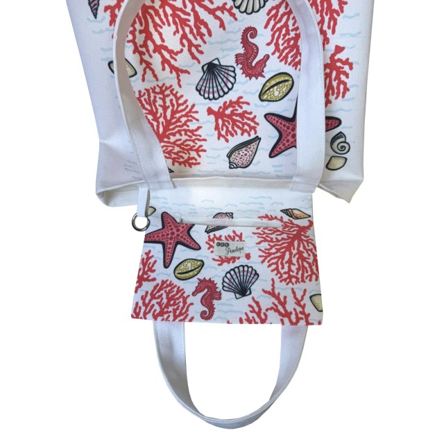 Coral textile tote bag