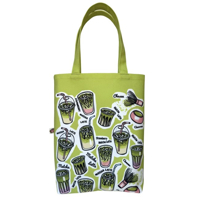Matcha Latte / green textile tote bag
