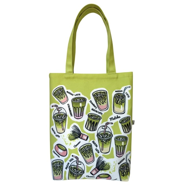 Matcha Latte / green textile tote bag