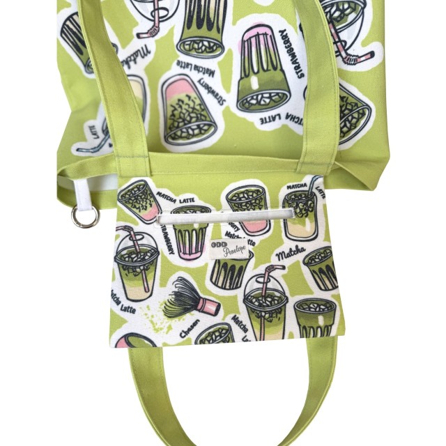 Matcha Latte / green textile tote bag