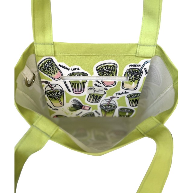 Matcha Latte / green textile tote bag