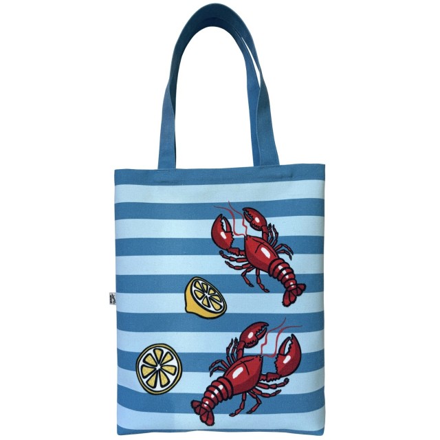 Lobster / blue textile tote bag