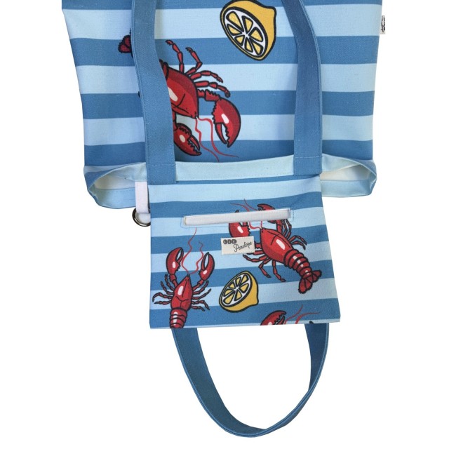 Lobster / blue textile tote bag