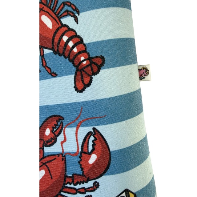Lobster / blue textile tote bag