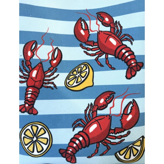 Lobster / blue textile tote bag