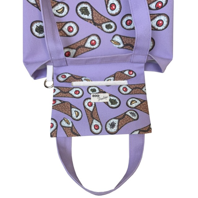 Cannoli / lilac textile tote bag