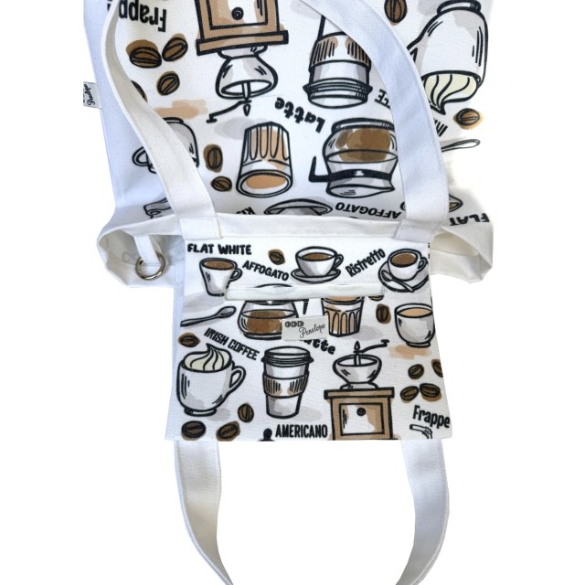 Coffeeholic textile tote bag