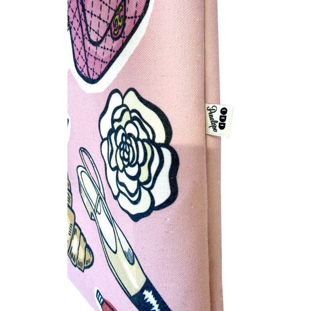 Pink Parisian textile tote bag