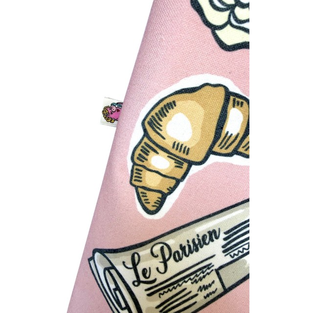 Pink Parisian textile tote bag