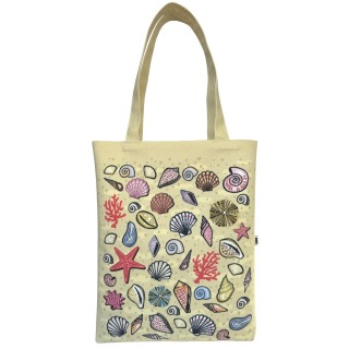 Shells on sand textile tote...