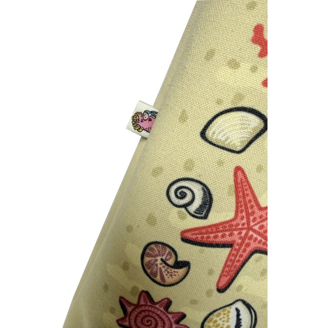 Shells on sand textile tote bag