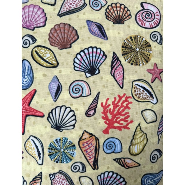 Shells on sand textile tote bag