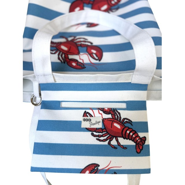 Lobster white/blue textile tote bag