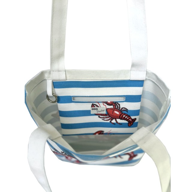 Lobster white/blue textile tote bag