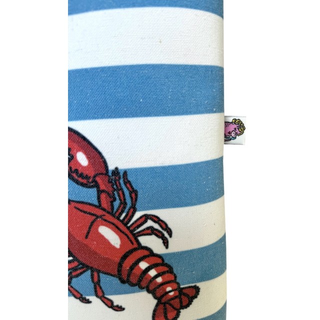 Lobster white/blue textile tote bag