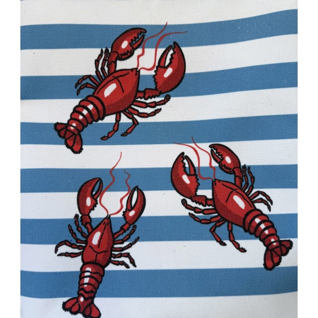 Lobster white/blue textile tote bag