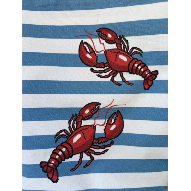 Lobster white/blue textile tote bag